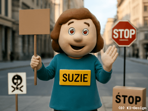Suzie: Eine kreative Intervention, die politische Botschaften neu verpackt und Menschen durch Humor und Bildsprache anspricht!